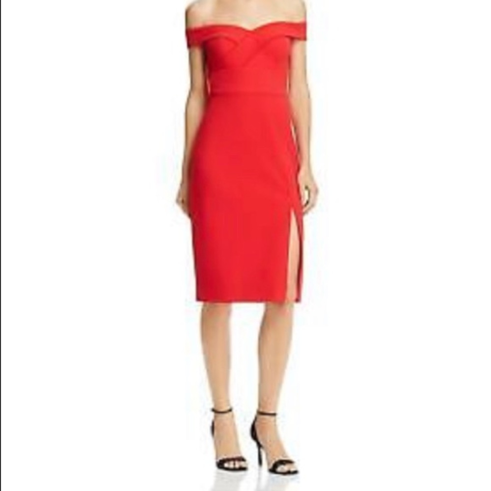 NWT Aidan Mattox Red Off The Shoulder Cocktail Dress